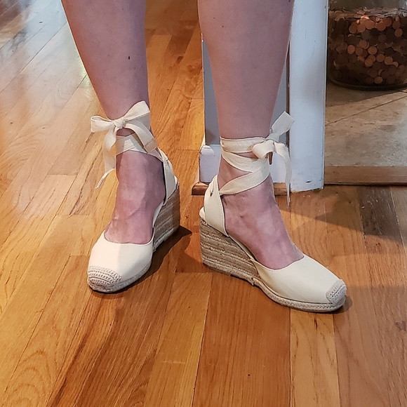 NWT Lace Up Ankle Raffia Wedge Espadrilles - Picture 4 of 5